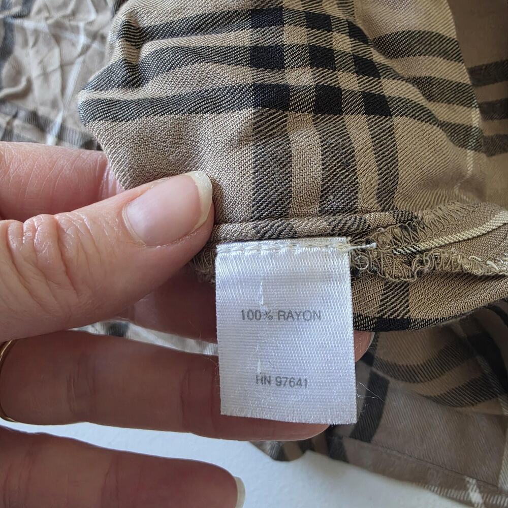 J.Jill Button Up Shirt Womens XL Beige Plaid Rayon Long Sleeve Basic Fall Top - Picture 6 of 8